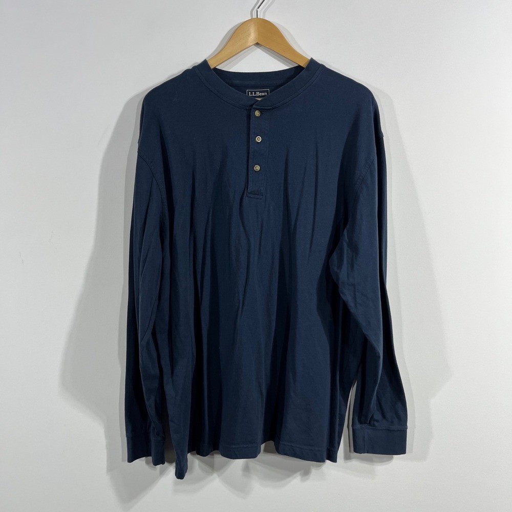 LL Bean Lounge Vintage Neutral Long Sleeve Henley Cotton Shirt Mens XL‎ Outdoors